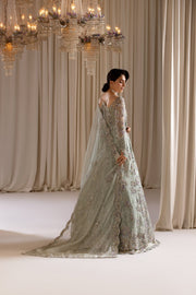 Pakistani Bridal Dress in Mint Gown and Lehenga Style Online