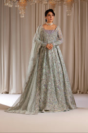 Pakistani Bridal Dress in Mint Gown and Lehenga Style