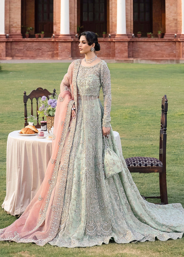 Pakistani Bridal Dress in Mint Lehenga and Shirt Style CUSTOM SIZES Pakistani Bridal Dress in Mint Lehenga and Shirt Style CUSTOM SIZES