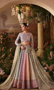 Pakistani Bridal Dress in Multicolored Lehenga Style