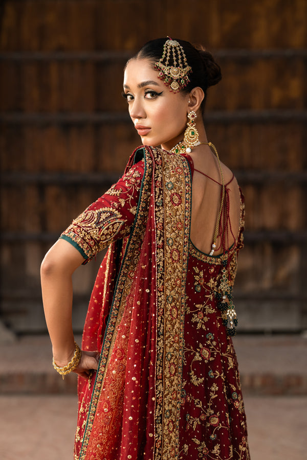 Elegant Pakistani Bridal Dress with Lehenga & Frock Style