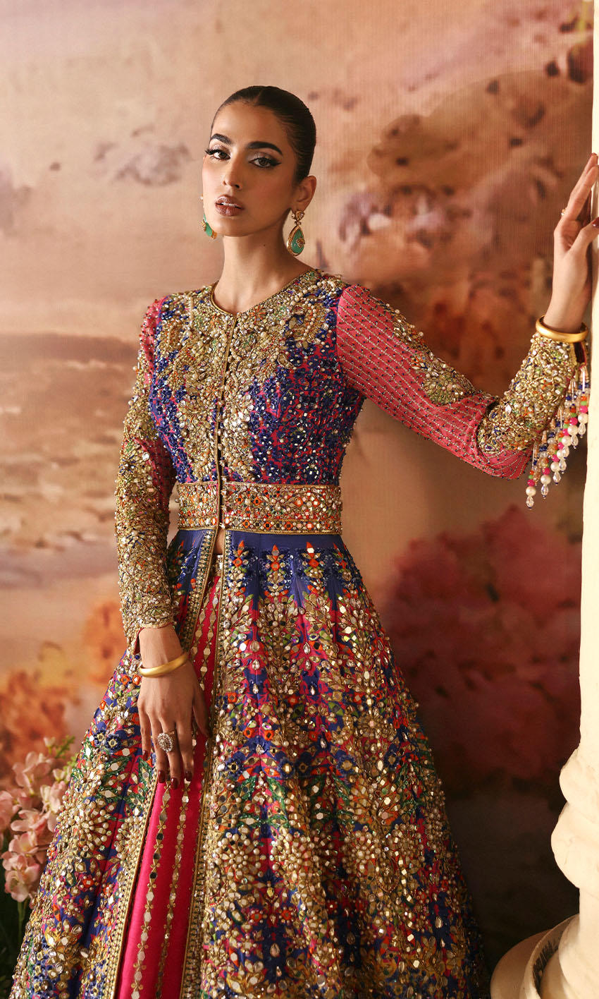 Premium Pakistani Bridal Dress with Lehenga & Frock Style
