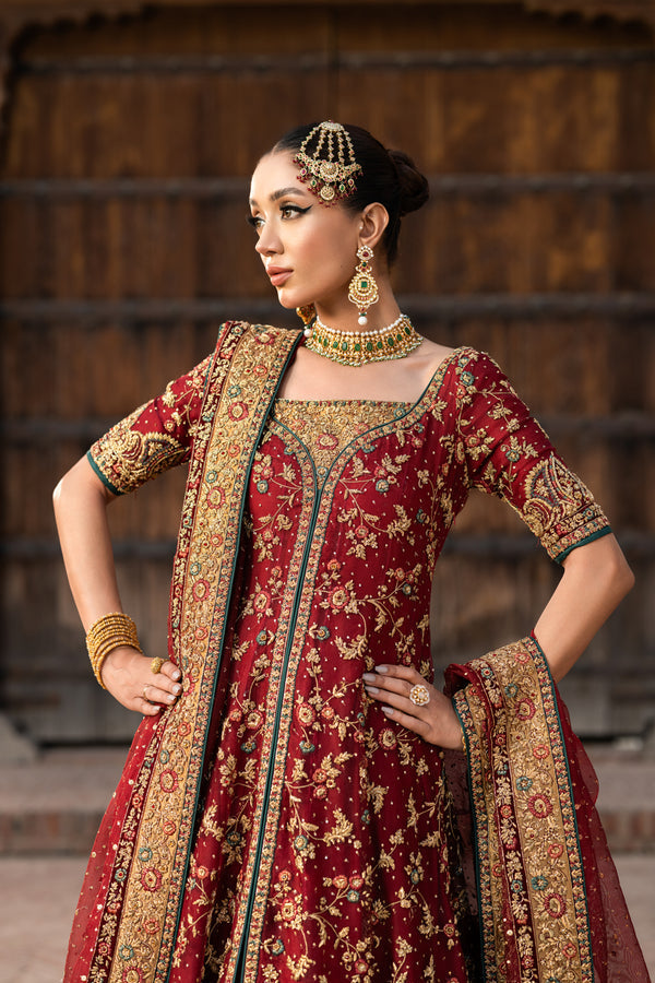Elegant Pakistani Bridal Dress with Lehenga & Frock Style