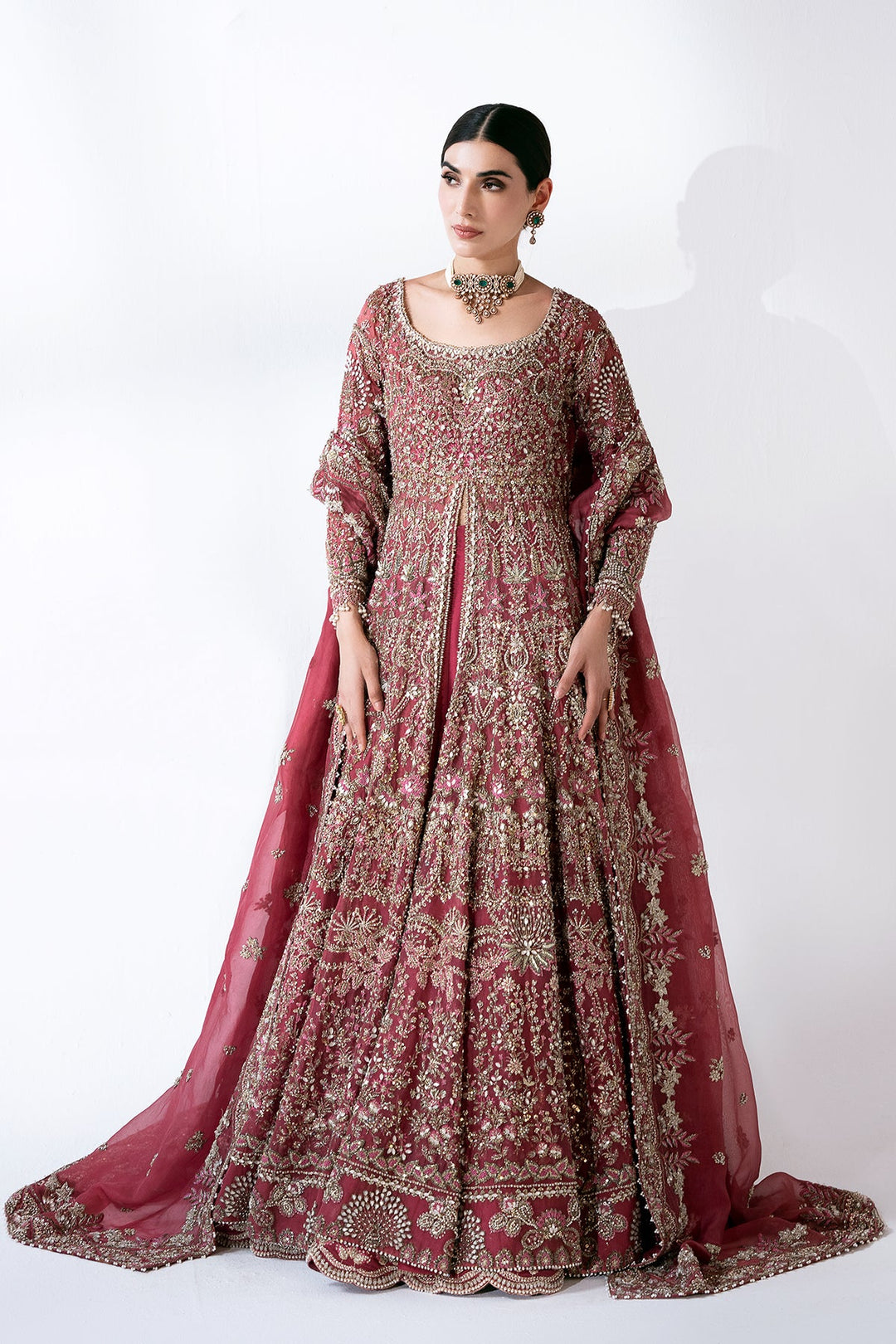 Pakistani Bridal Dress in Open Gown and Lehenga Style Online