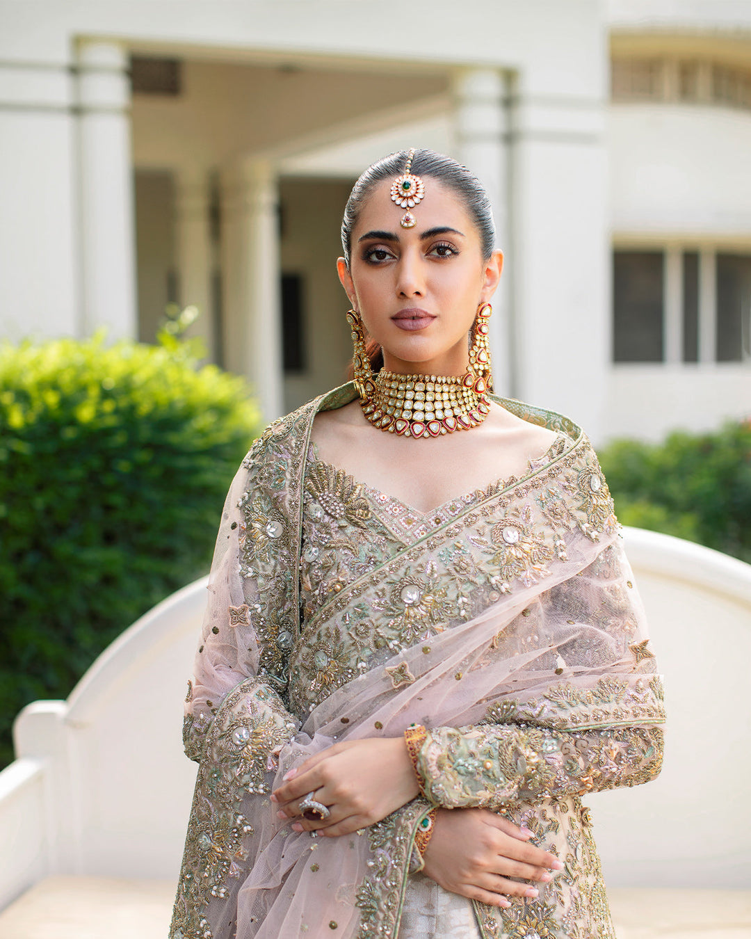 Luxury Pakistani Bridal Dress in Gown & Lehenga Style