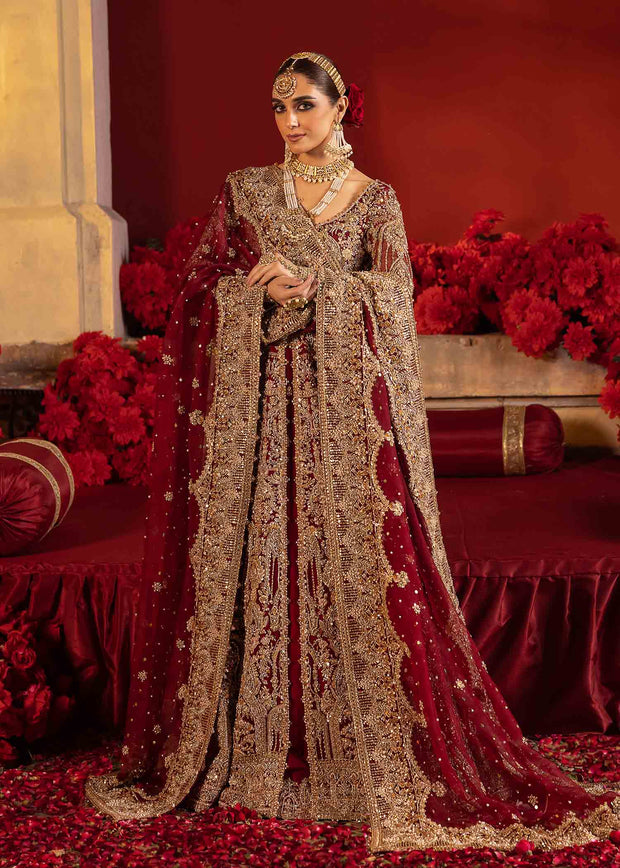 Pakistani Bridal Dress in Open Pishwas Lehenga Style Online