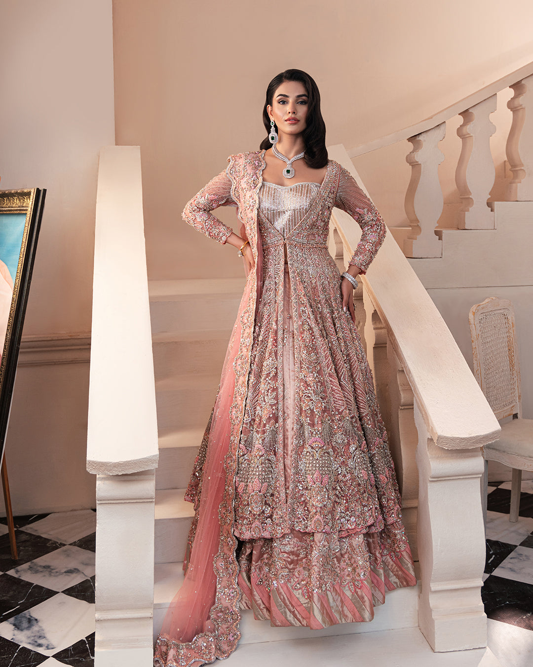 Open Pishwas Lehenga - Elegant Pakistani Bridal Dress