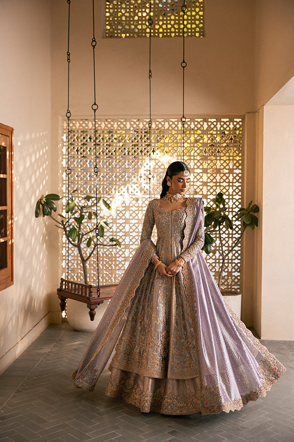 Pakistani Bridal Dress in Open Pishwas Lehenga Style