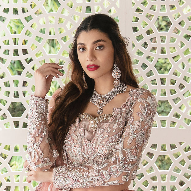 Pakistani Bridal Dress in Pink Lehenga and Choli Style Online