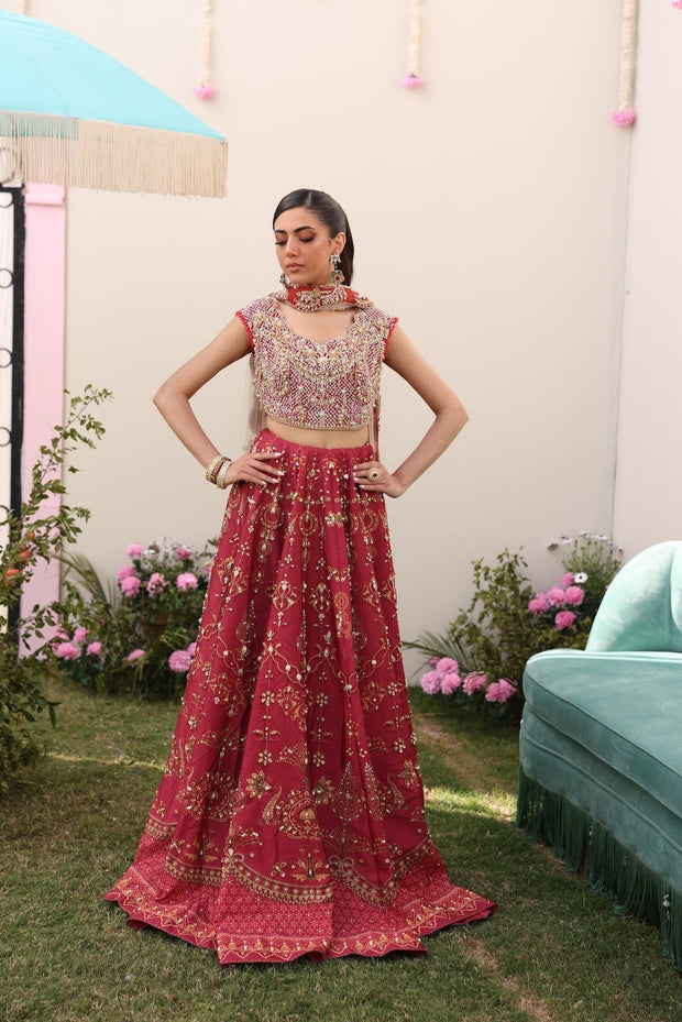Pakistani Bridal Dress in Pink Lehenga and Choli Style