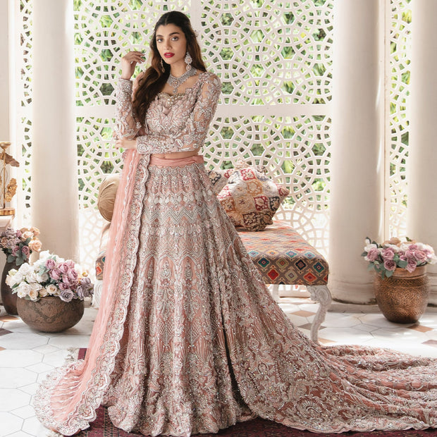 Pakistani Bridal Dress in Pink Lehenga and Choli Style