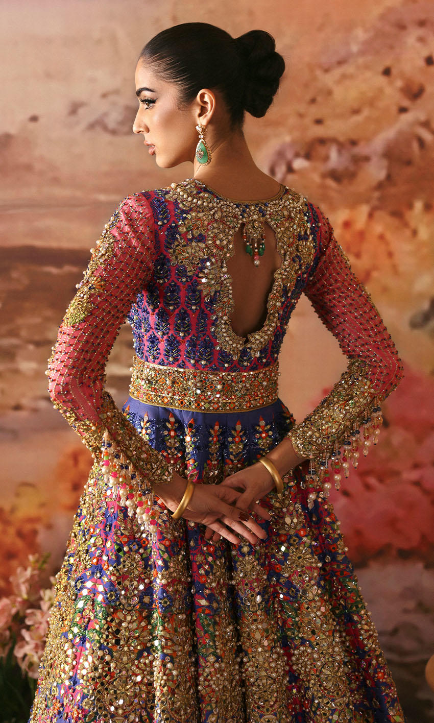 Premium Pakistani Bridal Dress with Lehenga & Frock Style