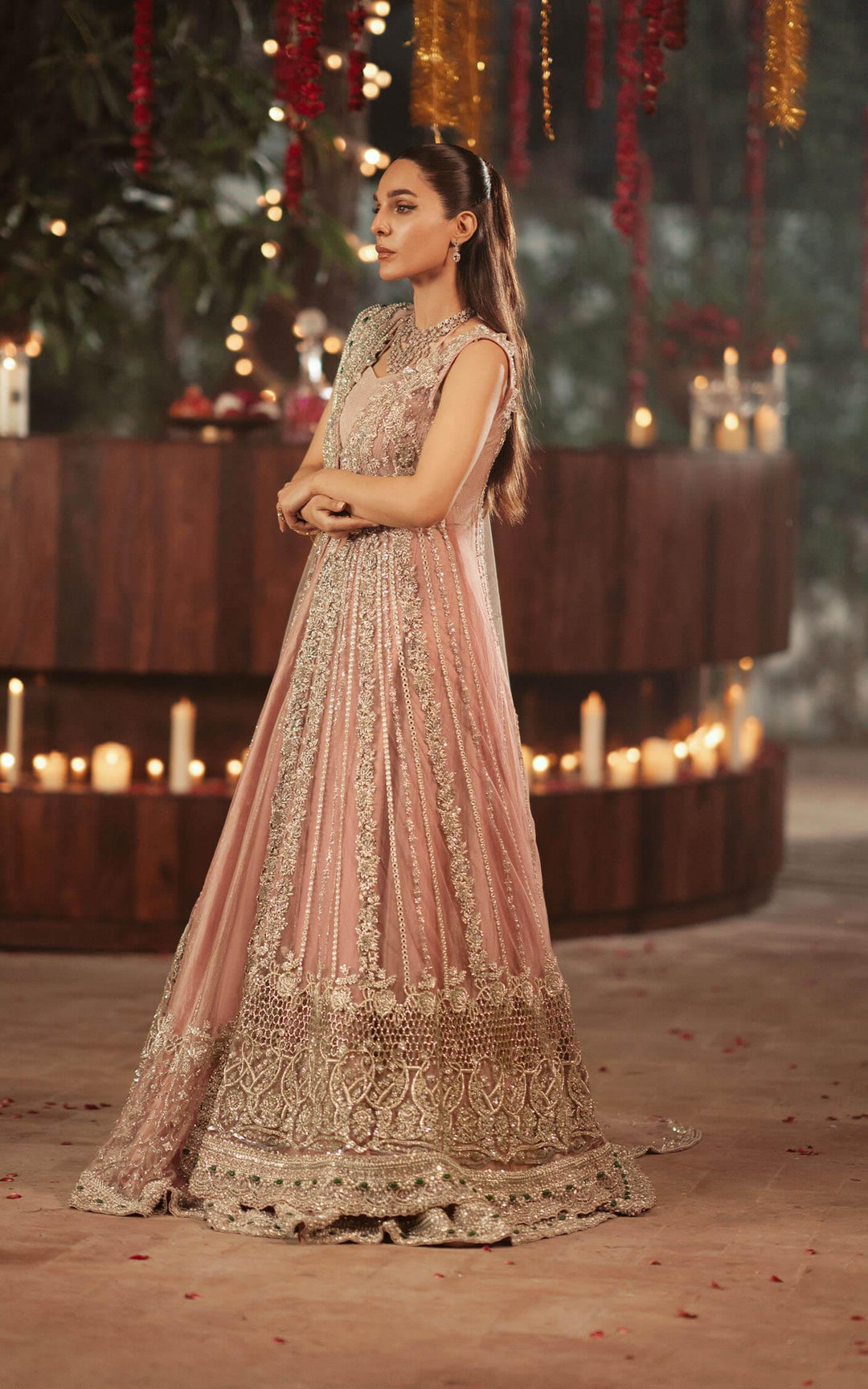 Elegant Pakistani Bridal Gown & Lehenga - Pink Ensemble