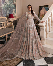 Pakistani Bridal Dress in Pink Pishwas Lehenga Style