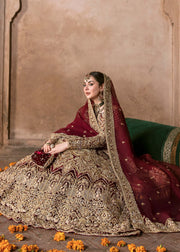 Pakistani Bridal Dress in Pishwas and Dupatta Style