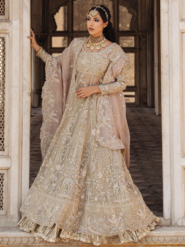 Pakistani Bridal Dress in Pishwas and Gharara Style