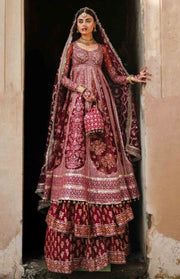 Pakistani Bridal Dress in Pishwas and Sharara Style