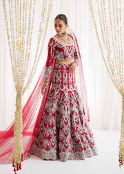 Pakistani Bridal Dress in Red Choli Lehenga Style