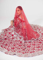 Pakistani Bridal Dress in Red Choli and Lehenga Style Online