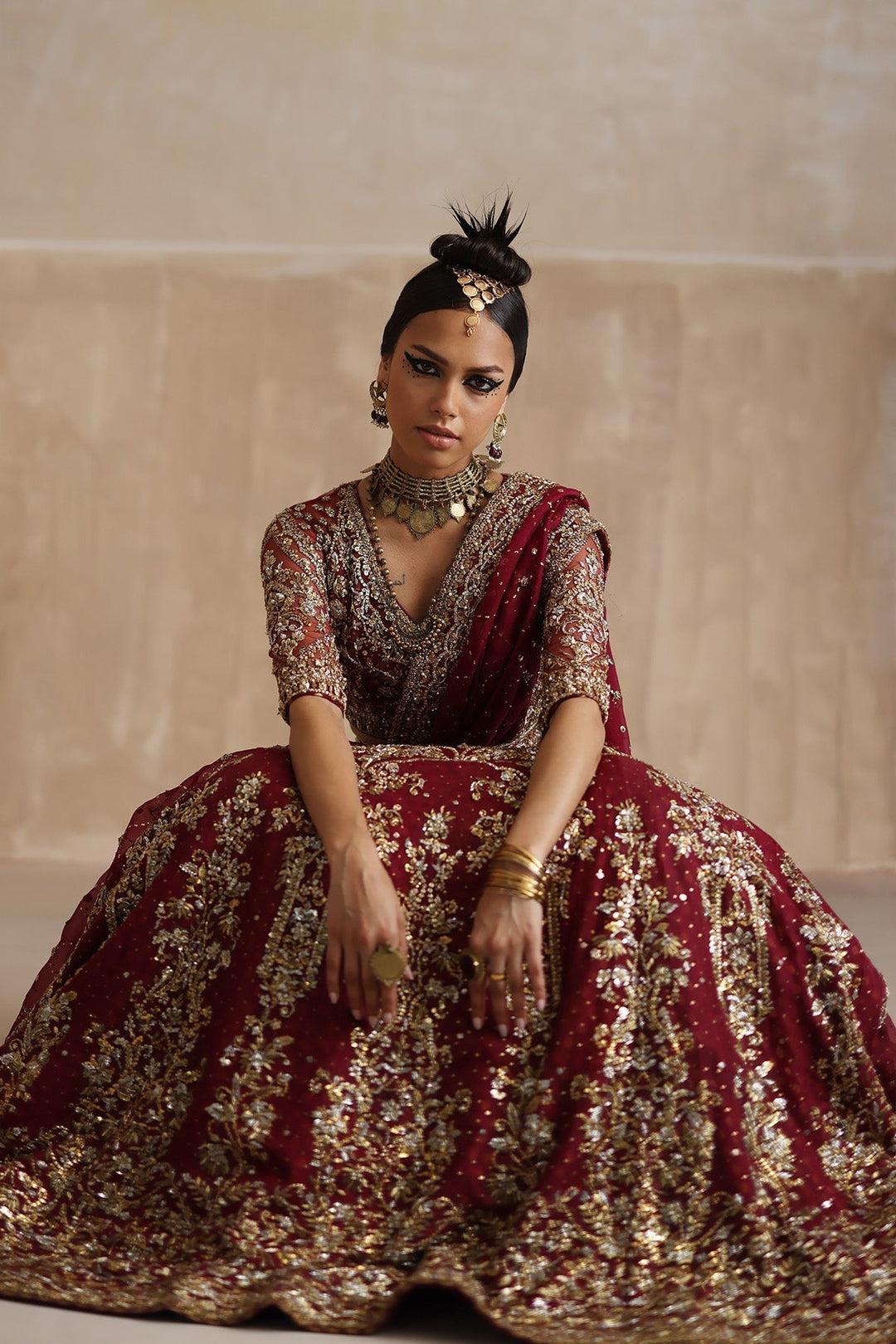 Exquisite Red Pakistani Bridal Lehenga with Zardosi Details