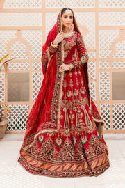 Pakistani Bridal Dress in Red Lehenga and Choli Style