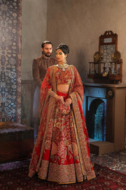 Pakistani Bridal Dress in Red Lehenga and Choli Style