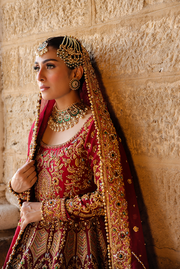 Pakistani Bridal Dress in Red Maroon Royal Gown Style Online