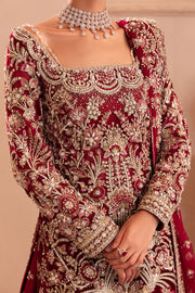 Pakistani Bridal Dress in Red Sharara Kameez Style Online