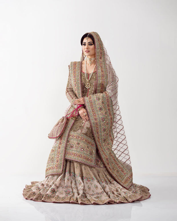 Pakistani Bridal Dress in Royal Gharara Kameez Dupatta Style