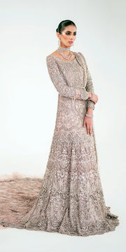 Powder Pink Pakistani Bridal Dress in Royal Gown Style