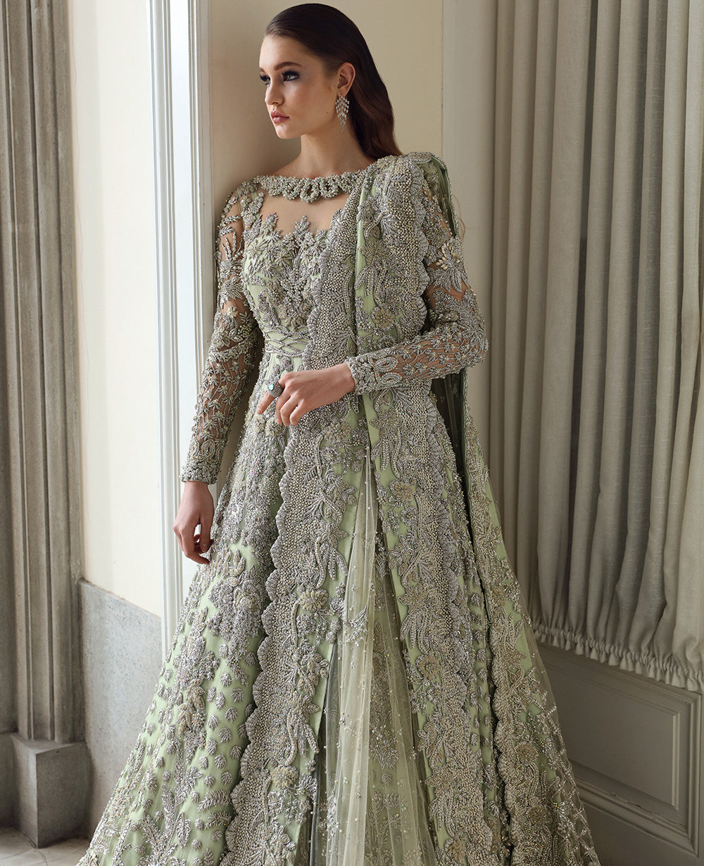 Pakistani Bridal Dress in Royal Gown and Dupatta Style Online