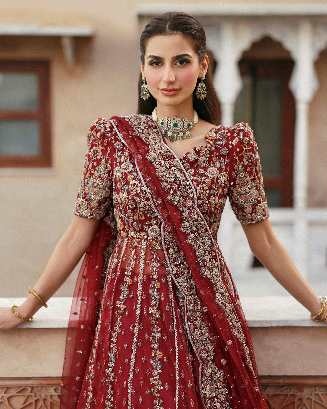 Elegant Red Pakistani Bridal Dress - Stunning Sharara Style