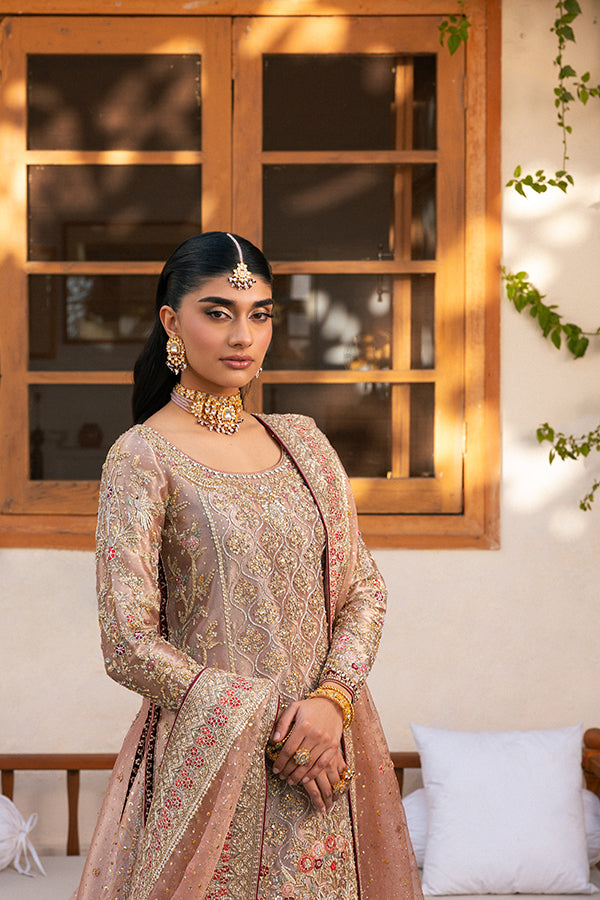 Pakistani Bridal Dress in Tea Pink Lehenga Kameez Style Online
