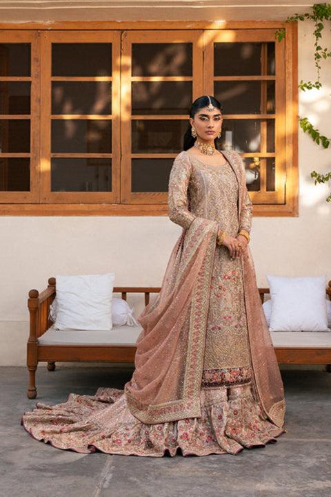 Pakistani Bridal Dress in Tea Pink Lehenga Kameez Style