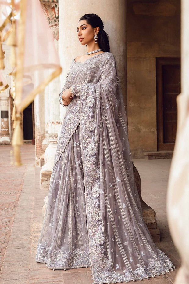Pakistani Bridal Dress in Wedding Saree Style in Net