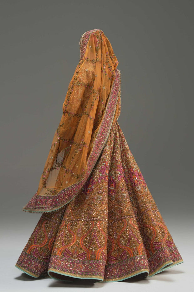 Pakistani Wedding Dress in Yellow Lehenga Choli Style