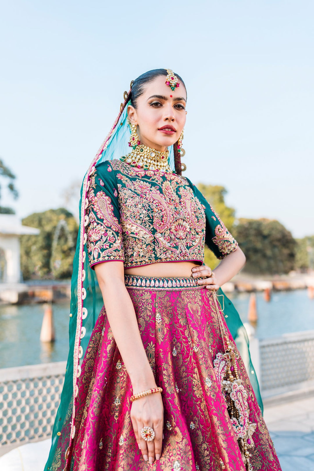 Pakistani Bridal Lehenga Choli and Dupatta Dress for Wedding