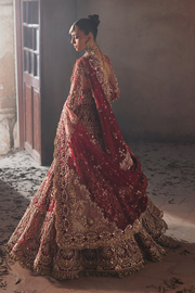 Pakistani Bridal Red Lehenga and Embellished Gown Dress