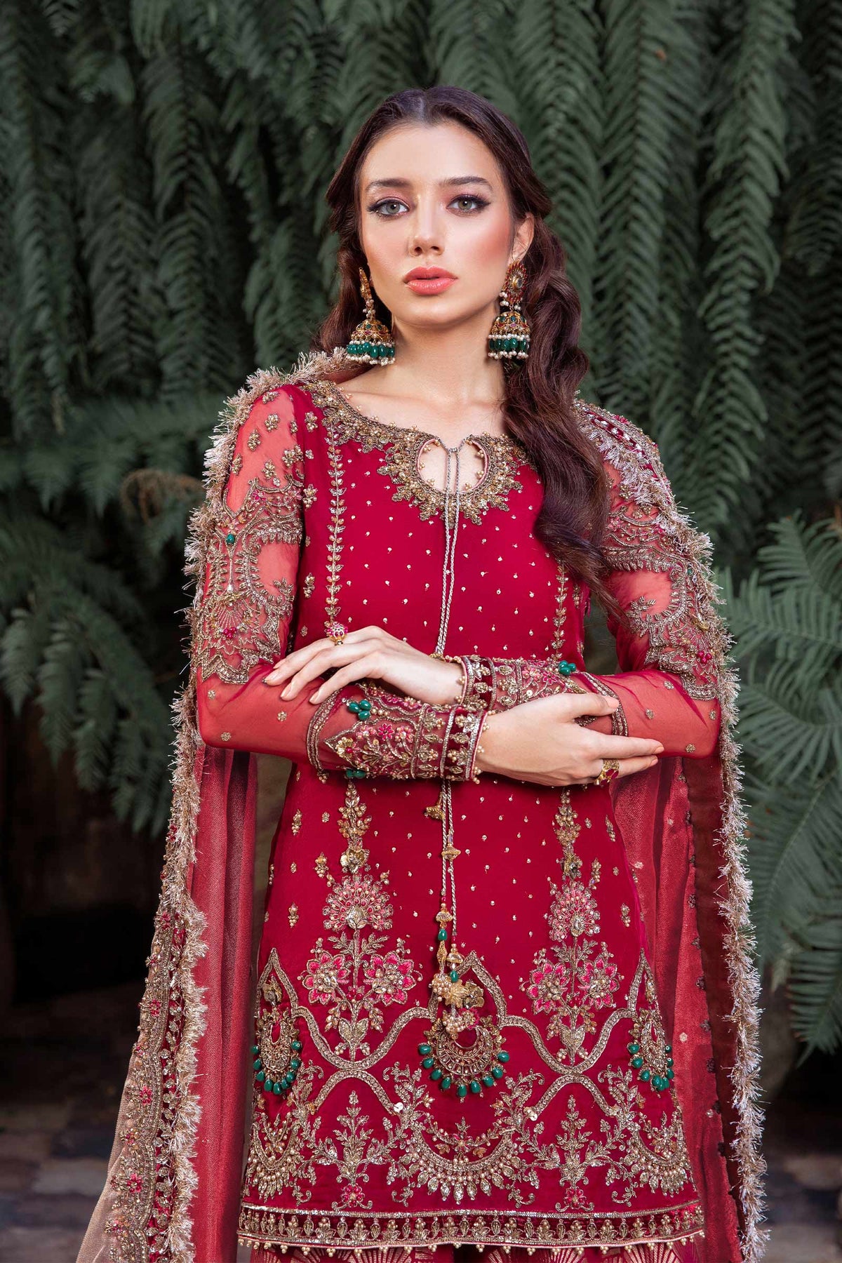 Royal Pakistani Bridal Suit in Gharara Kameez Style – Nameera by Farooq