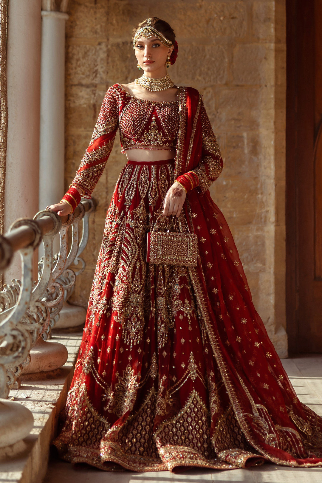Pakistani Bridal Outfit in Lehenga Choli Style