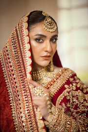 Pakistani Bridal Outfit in Red Lehenga Saree Style