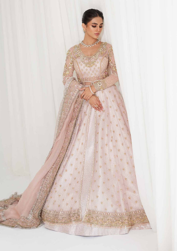 Pakistani Bridal Outfit in Open Pishwas Lehenga Style