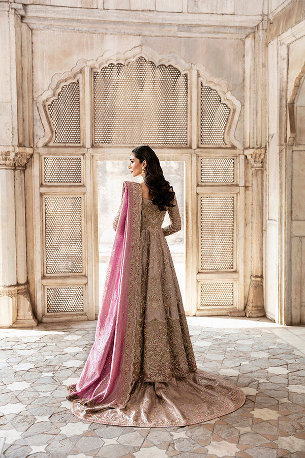 Pakistani Bridal Outfit in Pishwas Frock Lehenga Style