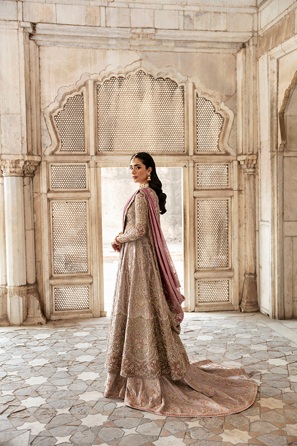 Pakistani Bridal Outfit in Pishwas Frock and Lehenga Style