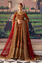 Pakistani Bridal Outfit in Red Lehenga and Choli Style