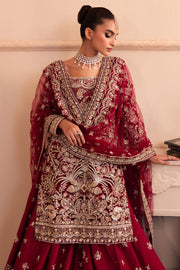 Pakistani Bridal Dress in Red Sharara Kameez Style
