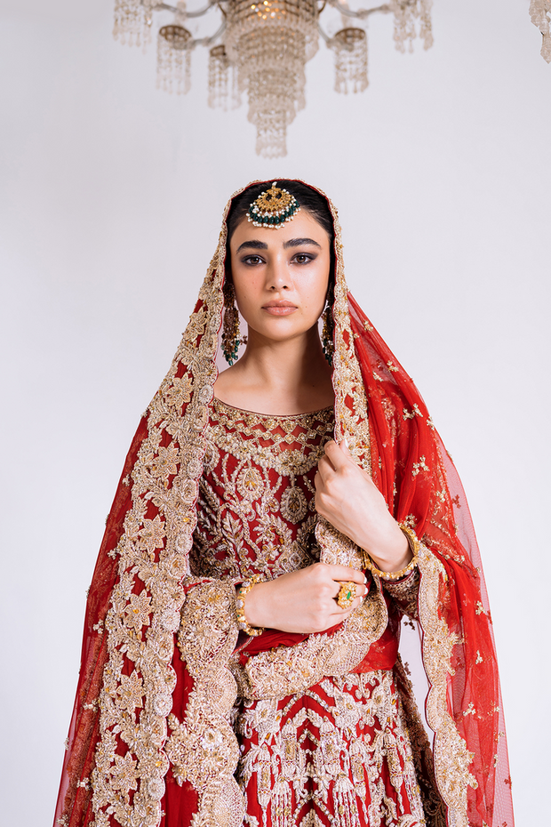 Pakistani Bridal Outfit in Royal Gown Lehenga Style