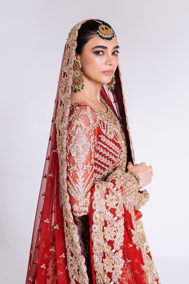 Pakistani Bridal Outfit in Royal Gown and Lehenga Style