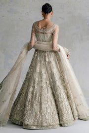 Pakistani Bridal Pishwas Net Frock with Lehenga Dress Online
