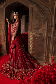 Pakistani Bridal Red Dress in Kameez and Lehenga Style